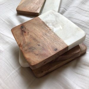 wood and marble coasters